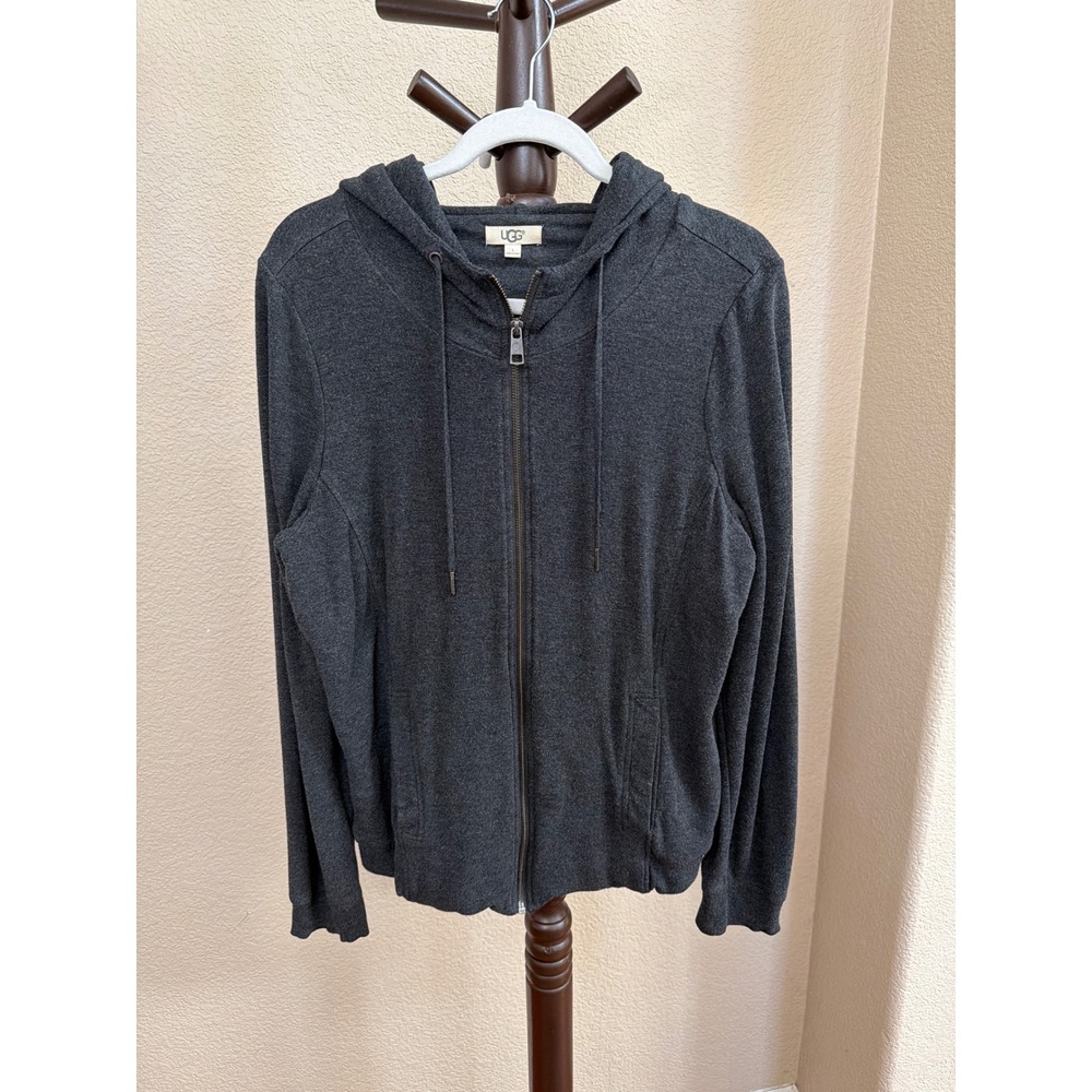 UGG Australia Womens Charcoal Gray Full Zip Hoodie Sweatshirt Size L